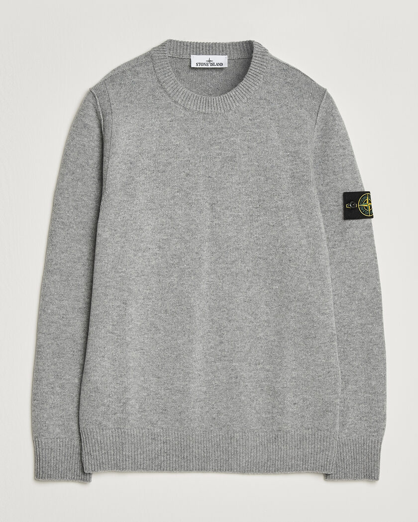  Stone Island Knitted Lambswool Crew Neck Grey Melange – Gris