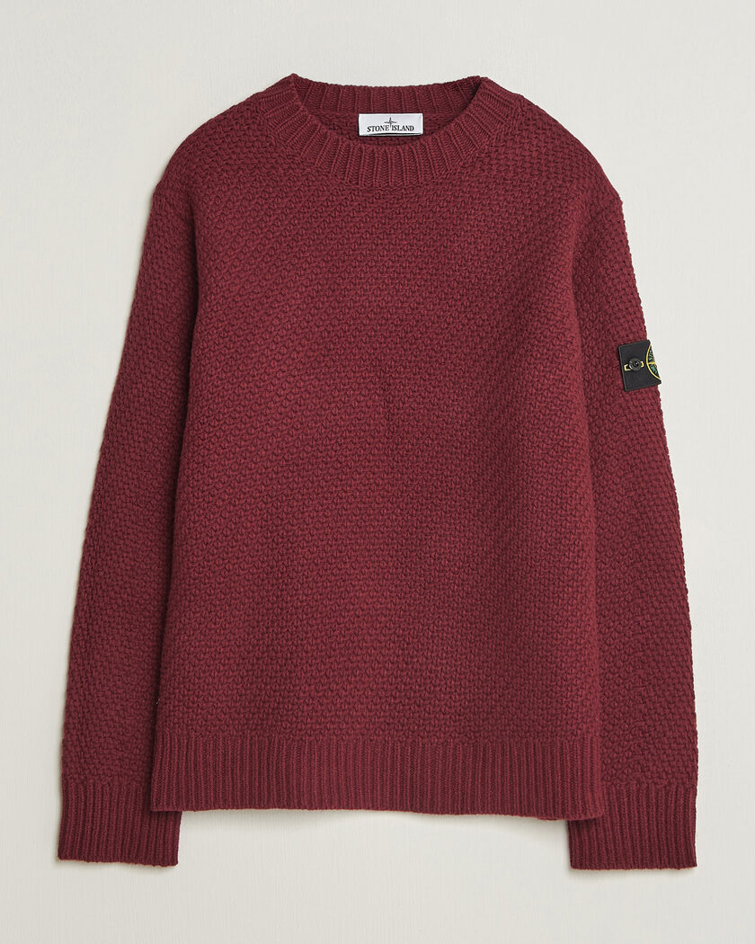 Stone Island Basket Stitch Lambswool Crew Neck Amaranth – Rouge