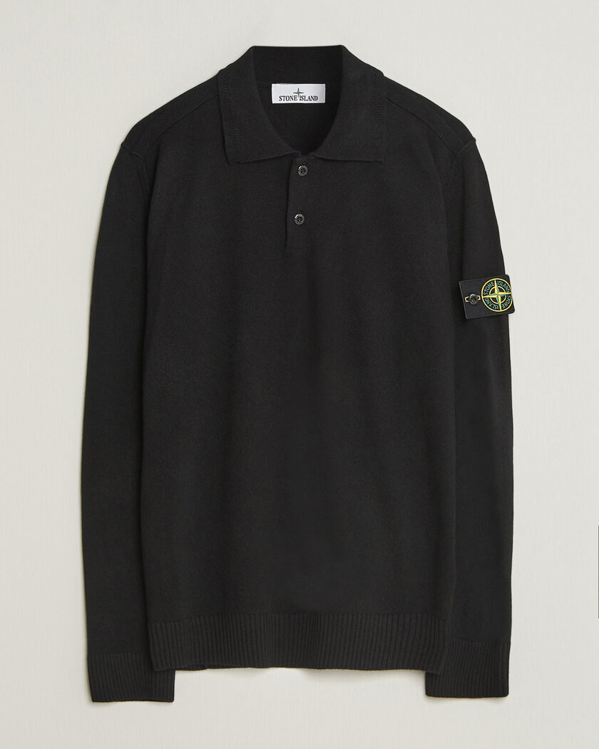 Stone Island Knitted Geelong Wool Polo Black – Noir