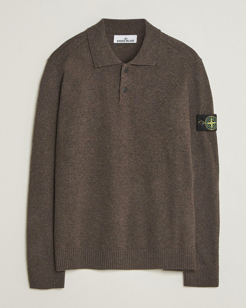 Stone Island Knitted Geelong Wool Polo Melange Lead – Marron