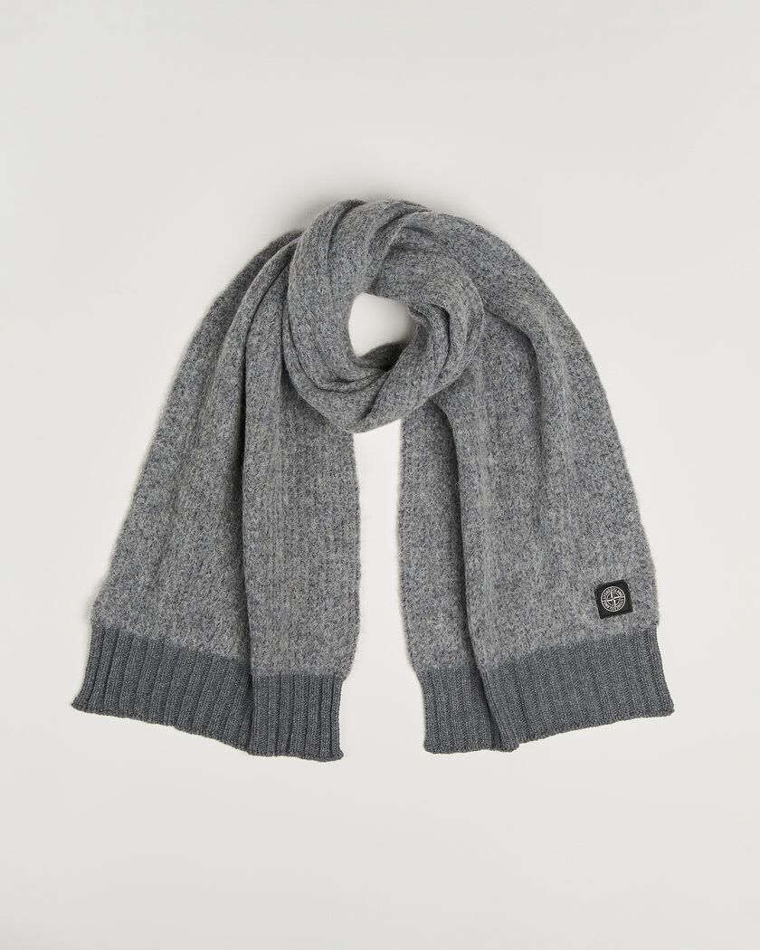 Stone Island Baby Alpaca Blend Scarf Grey Melange – Gris