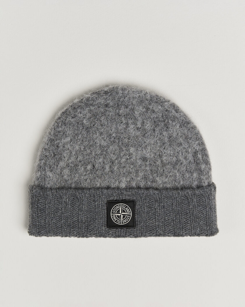 Stone Island Ribbed Baby Alpaca Blend Hat Grey Melange – Gris