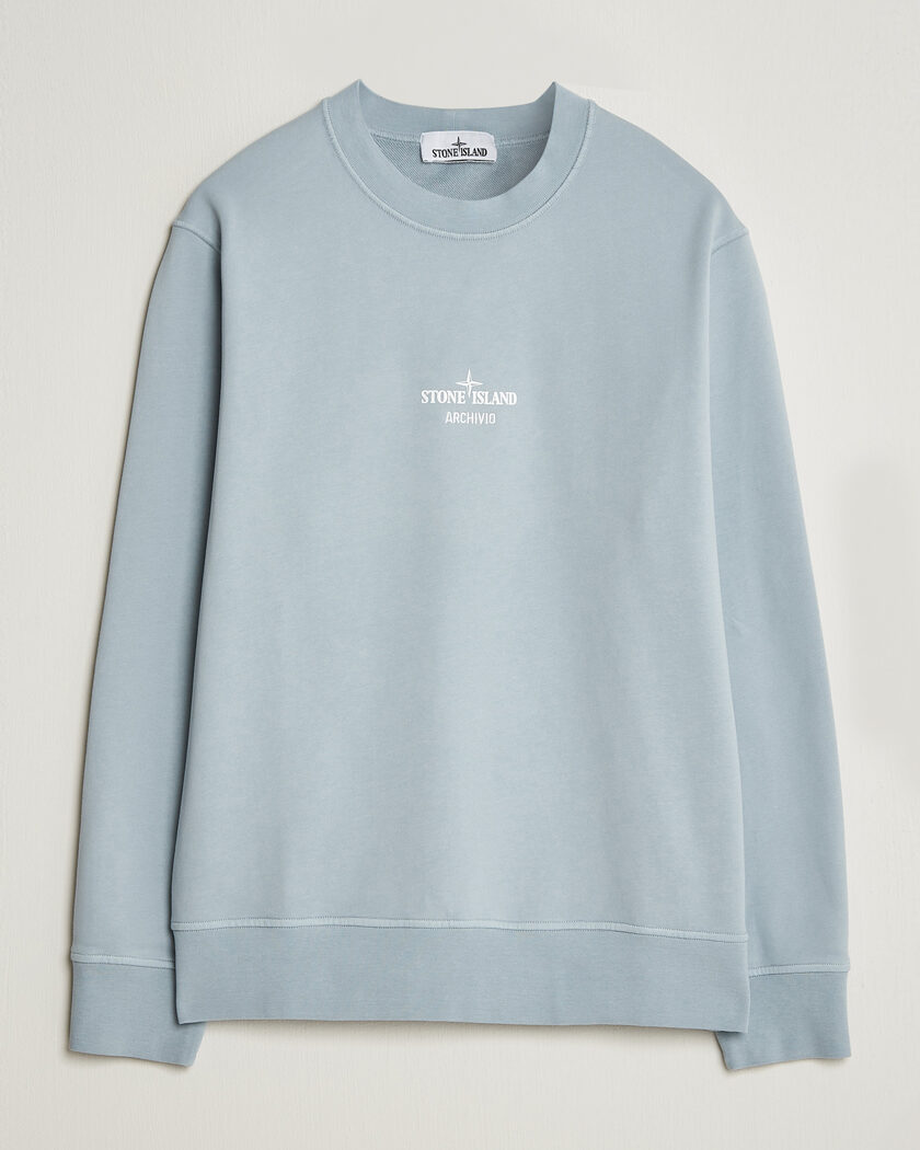  Stone Island Cotton Fleece Archivio Print Sweatshirt Ash Grey – Bleu