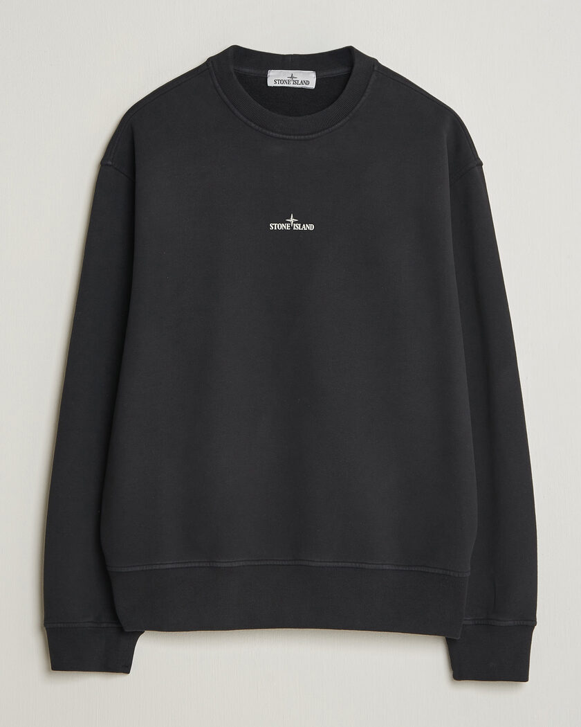  Stone Island Cotton Fleece Blurred Compas Print Sweatshirt Black – Noir