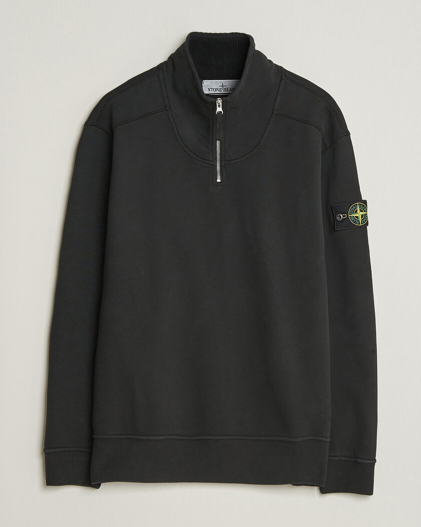 Stone Island Brushed Cotton Fleece Half Zip Black – Noir