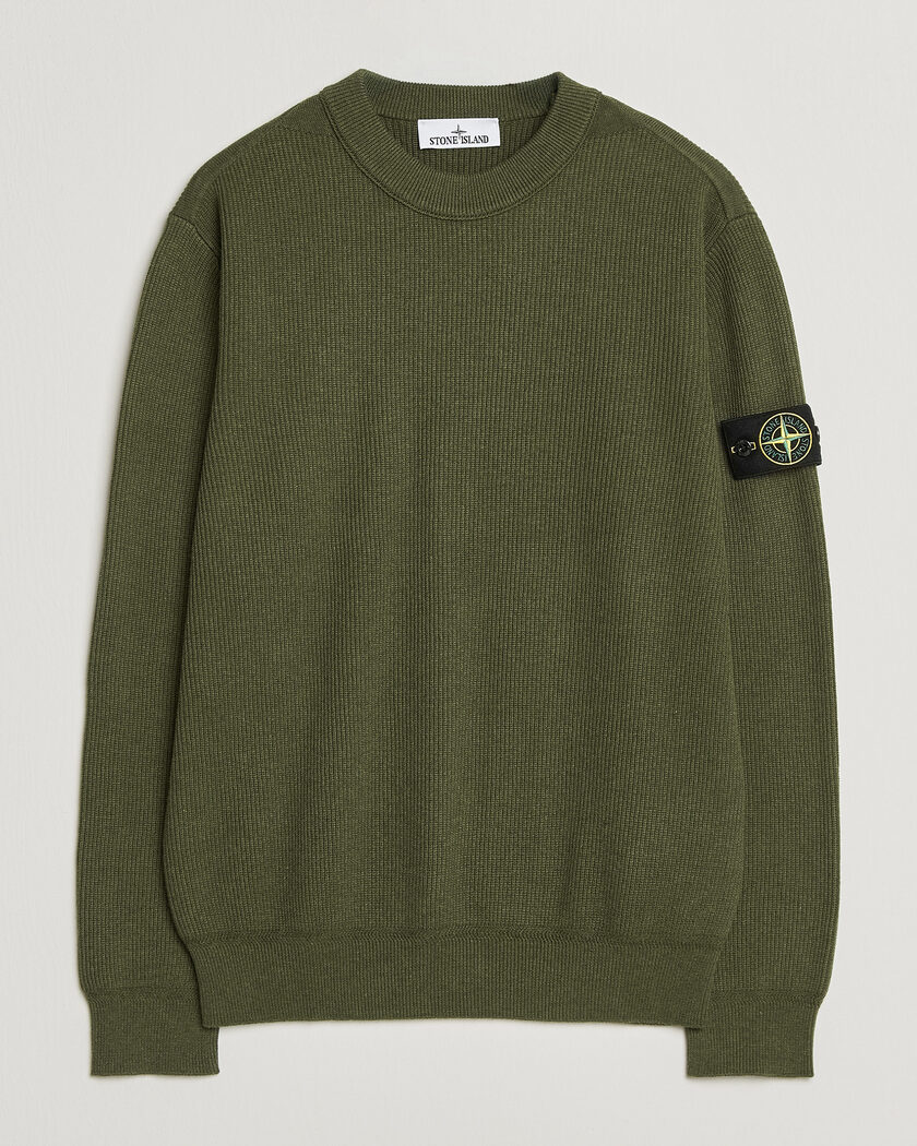 Stone Island Ribbed Soft Organic Cotton Crew Neck Military Green – Vert