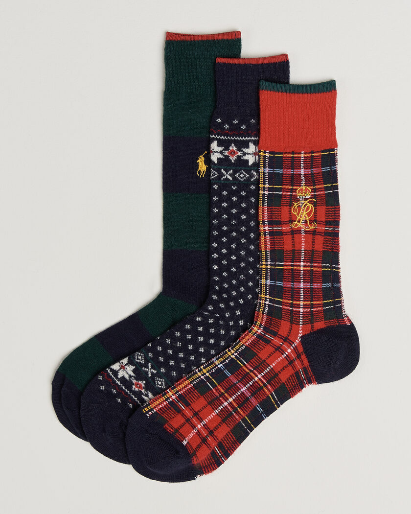 Polo Ralph Lauren 3-Pack Lambswool Sock Hunter Multi – Multicolore