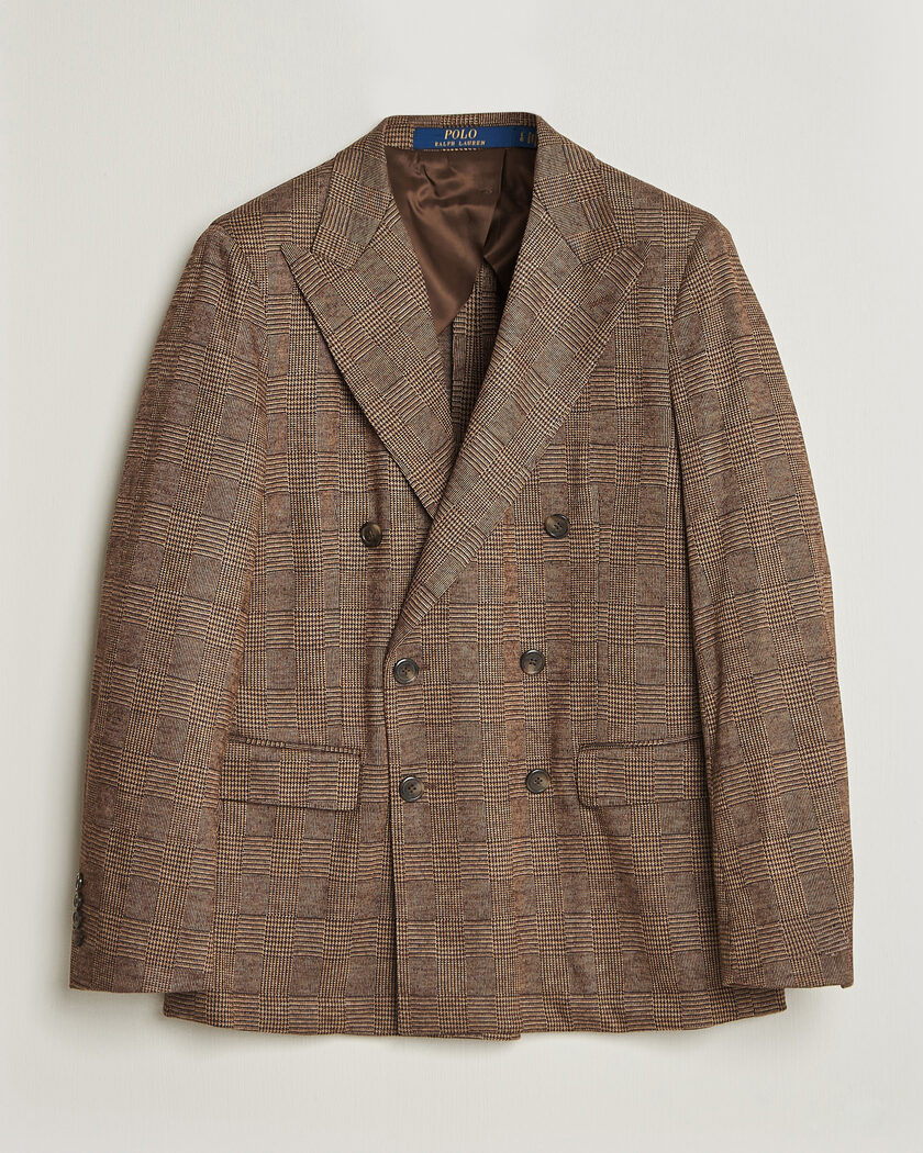 Polo Ralph Lauren Double Breasted Glenplaid Knit Sportcoat Tan/Brown – Marron