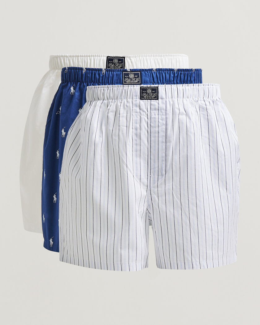 Polo Ralph Lauren 3-Pack Woven Boxer Blue/White – Multicolore
