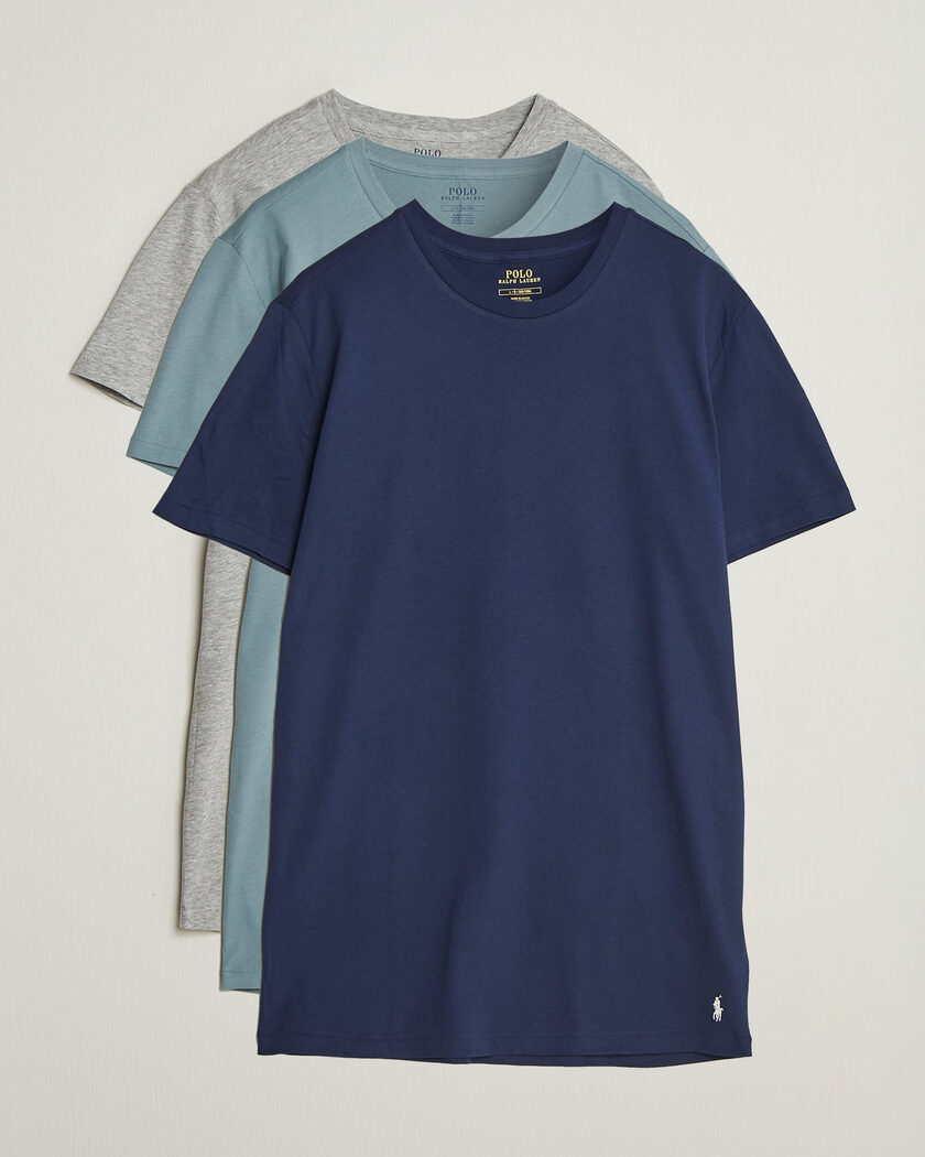 Polo Ralph Lauren 3-Pack Crew Neck T-Shirt Grey/Navy/Blue – Multicolore