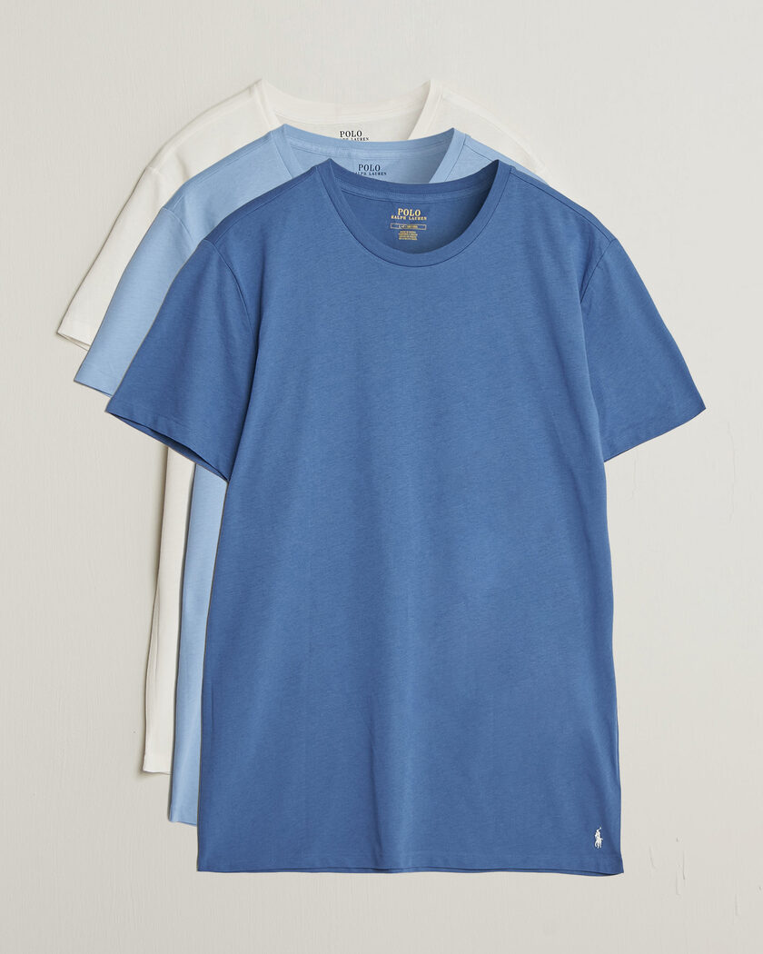 Polo Ralph Lauren 3-Pack Crew Neck T-Shirt White/Blue/Light Blue – Multicolore