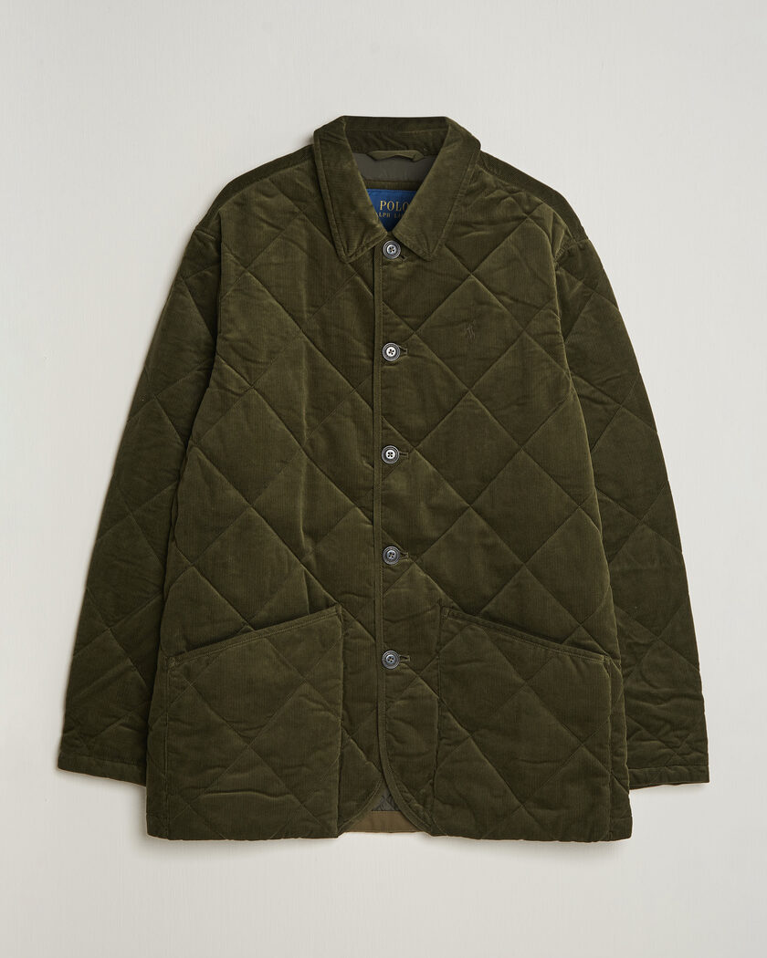 Polo Ralph Lauren Quilted Corduroy Car Coat Company Olive – Vert
