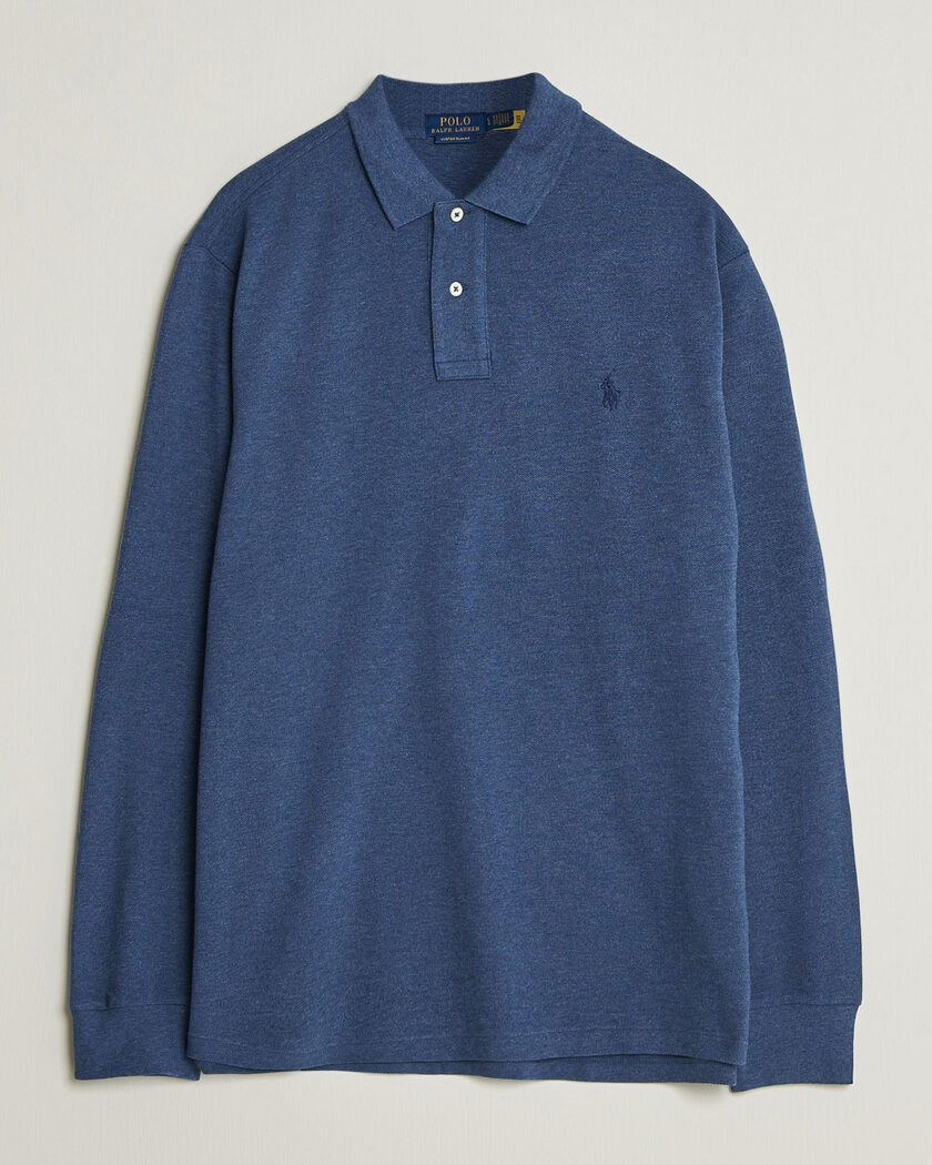 Polo Ralph Lauren Custom Slim Fit Long Sleeve Polo Derby Blue Heather – Bleu