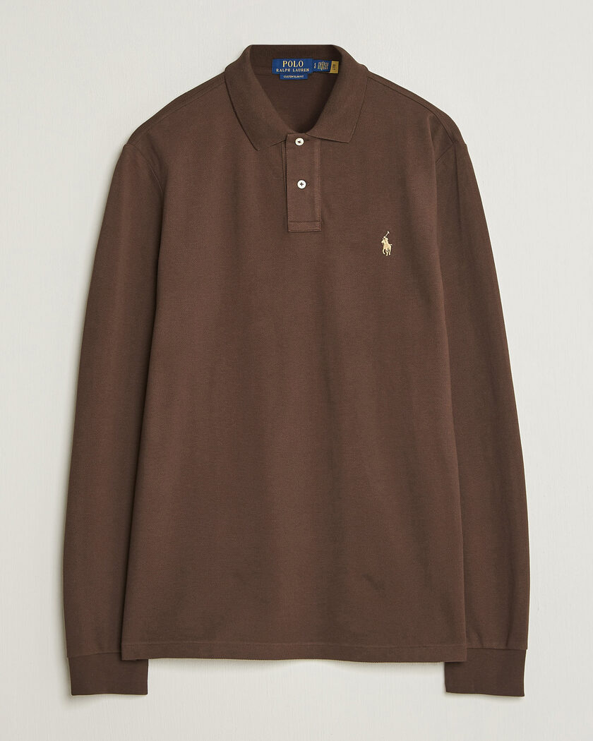 Polo Ralph Lauren Custom Slim Fit Long Sleeve Polo Nutmeg Brown – Marron