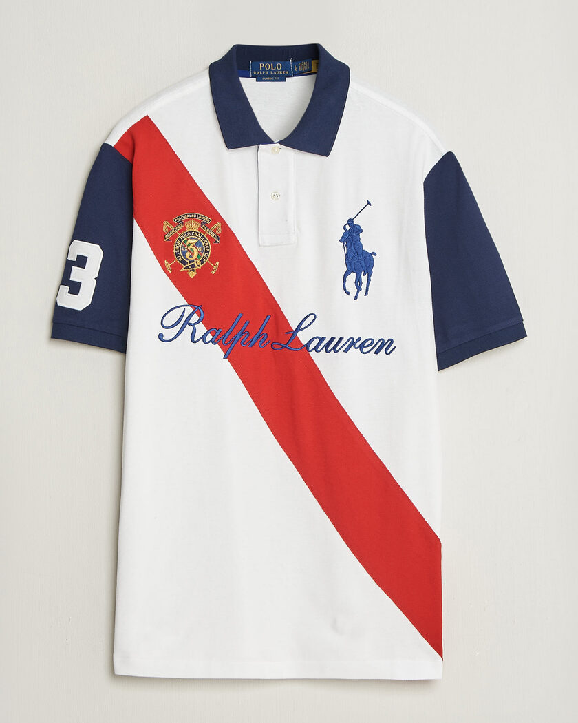 Polo Ralph Lauren Classic Fit Diagonal Stripe Polo White – Blanc