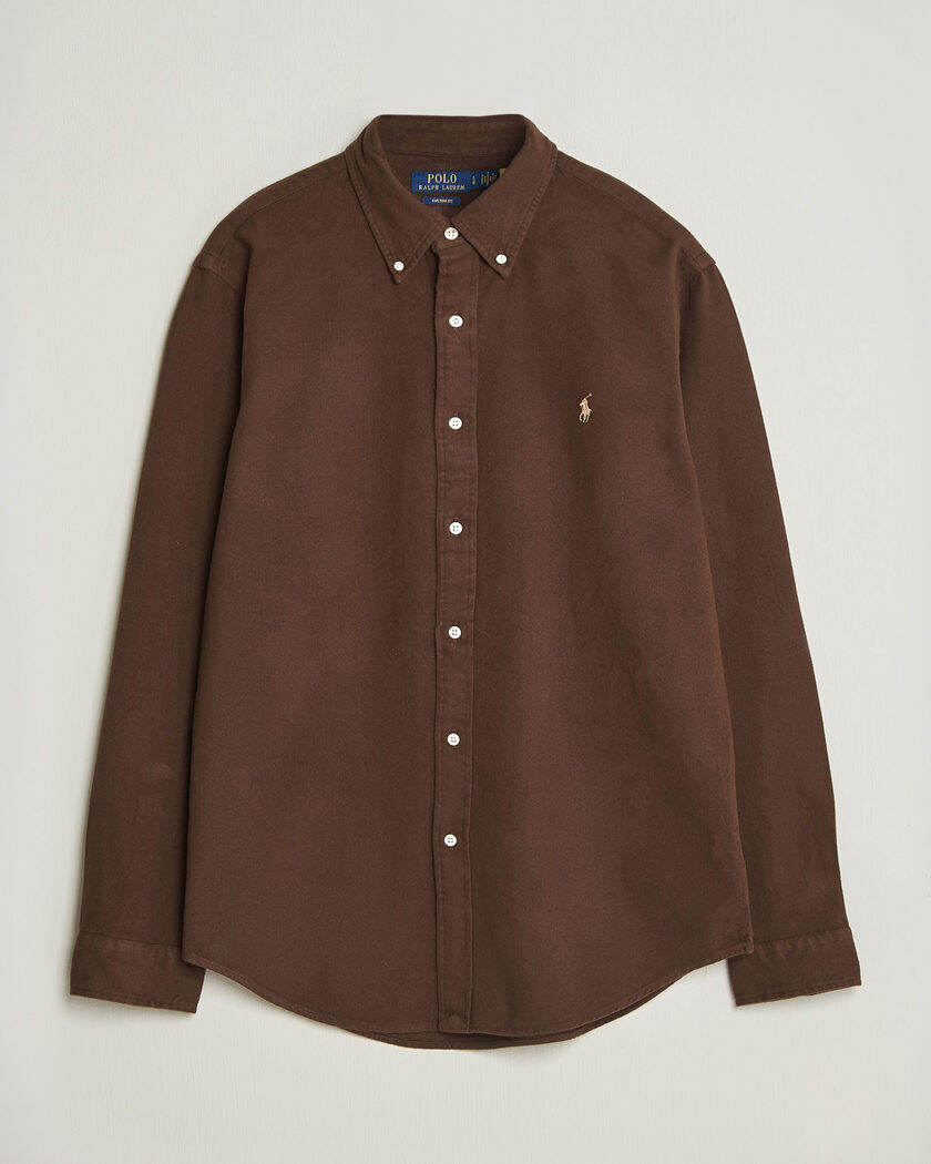  Polo Ralph Lauren Custom Fit Brushed Flannel Shirt Nutmeg Brown – Marron