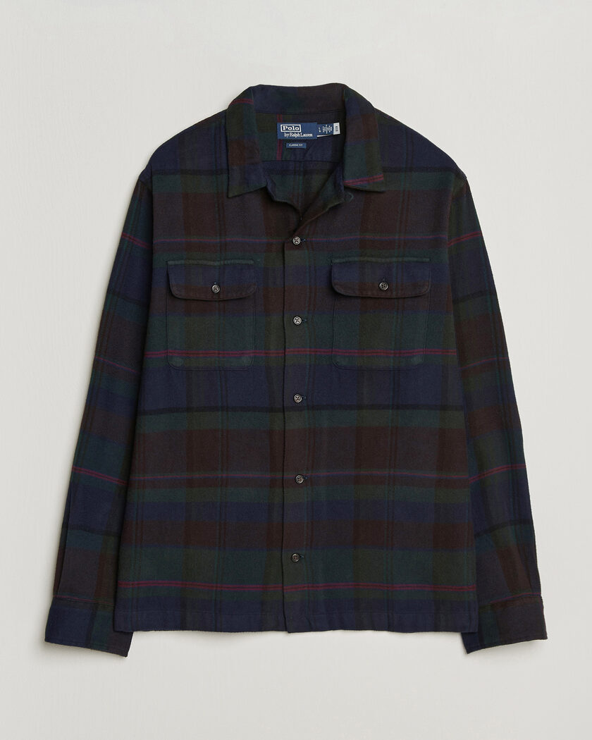 Polo Ralph Lauren Hudson Ranch Checked Overshirt Olive Royal – Vert