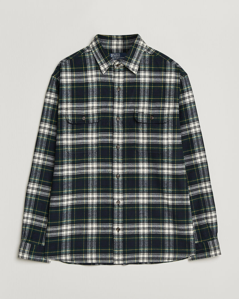 Polo Ralph Lauren Classic Fit Shaggy Flannel Shirt Navy Green – Multicolore