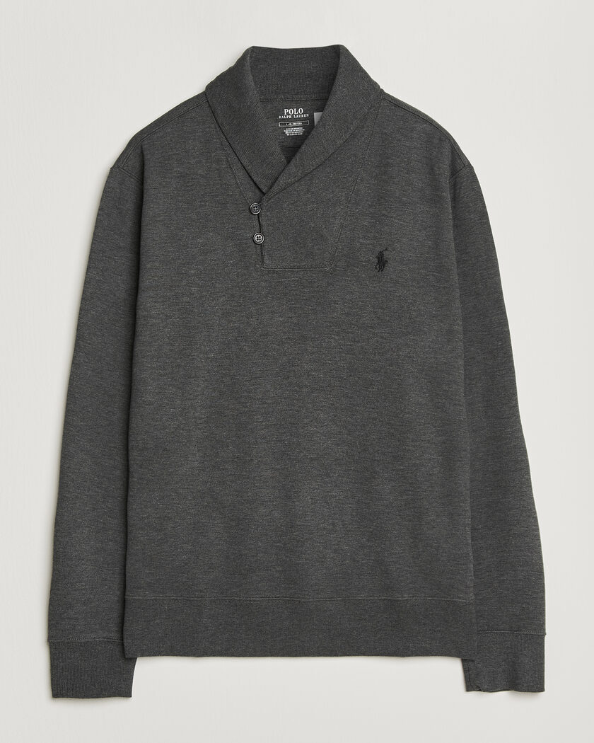 Polo Ralph Lauren Double Knitted Shawl Collar Sweater Windsor Heather – Gris
