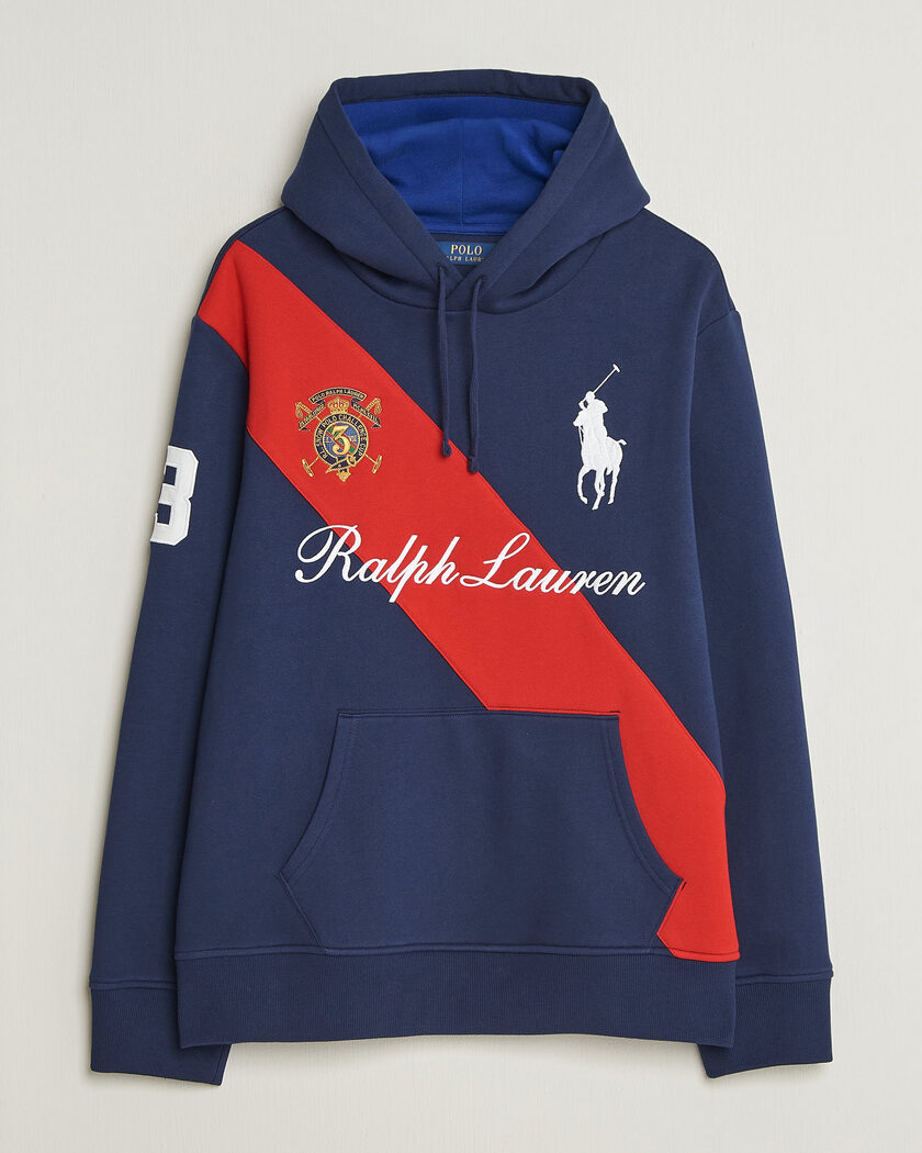 Polo Ralph Lauren Diagonal Stripe Big Pony Hoodie Newport Navy – Bleu