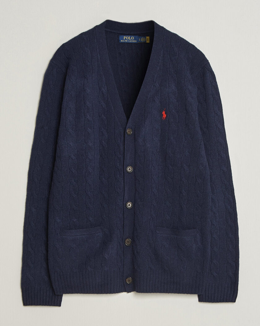 Polo Ralph Lauren Wool/Cashmere Cable Cardigan Hunter Navy – Bleu
