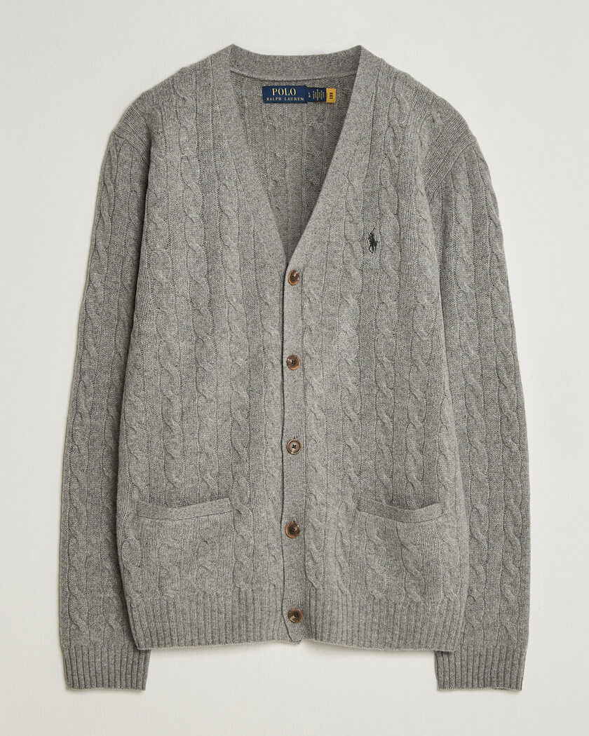 Polo Ralph Lauren Wool/Cashmere Cable Cardigan Fawn Grey Heather – Gris