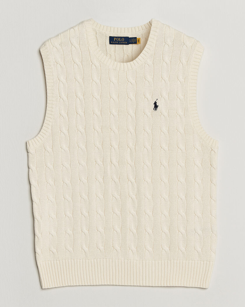 Polo Ralph Lauren Cotton Cable Vest Andover Cream – Blanc