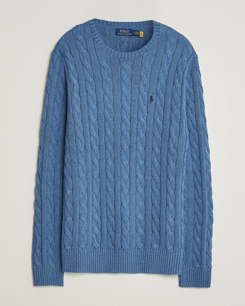 Polo Ralph Lauren Cotton Cable Pullover  Blue Borage Heather – Bleu