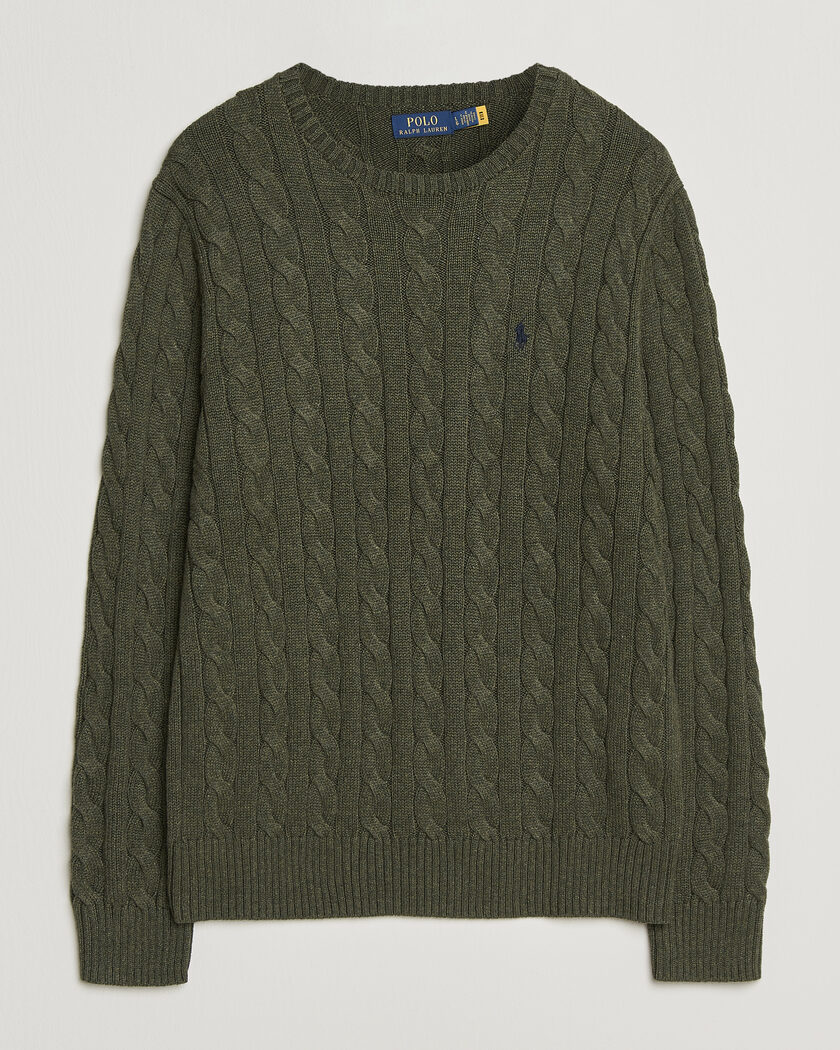 Polo Ralph Lauren Cotton Cable Pullover Olive Shrub Heather – Vert