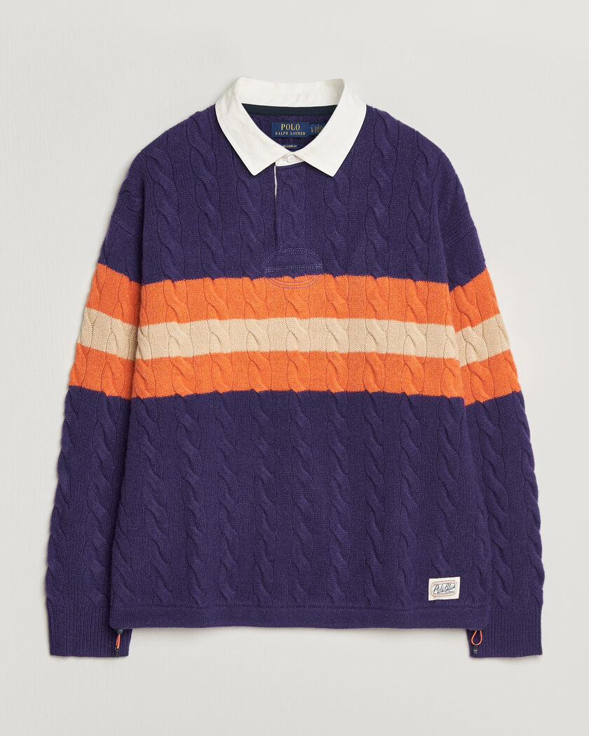 Polo Ralph Lauren Wool Blend Cable Knitted Polo Purple Combo – Violet