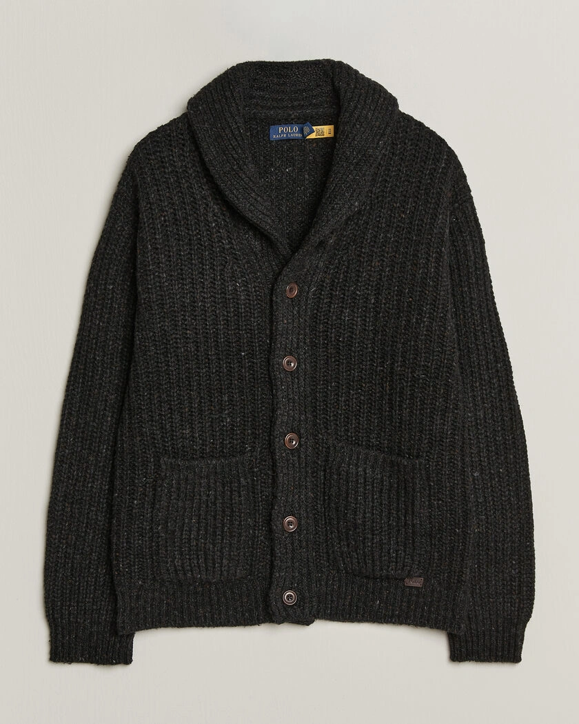 Polo Ralph Lauren Wool Blend Shawl Collar Cardigan Black Marl – Noir