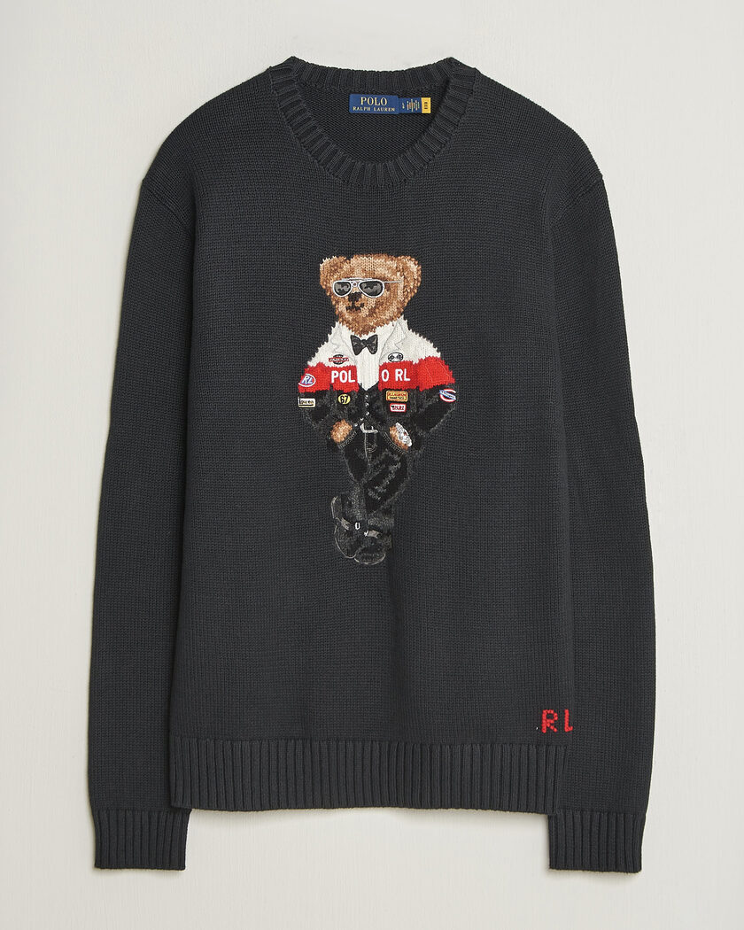 Polo Ralph Lauren Cotton Blend Bear Sweater Polo Black – Noir