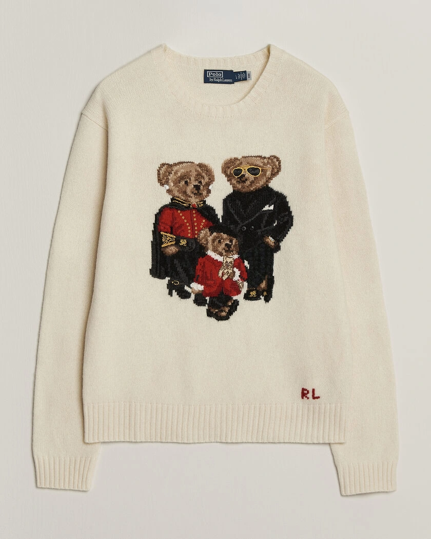 Polo Ralph Lauren Wool Blend Bear Sweater Authentic Cream – Blanc