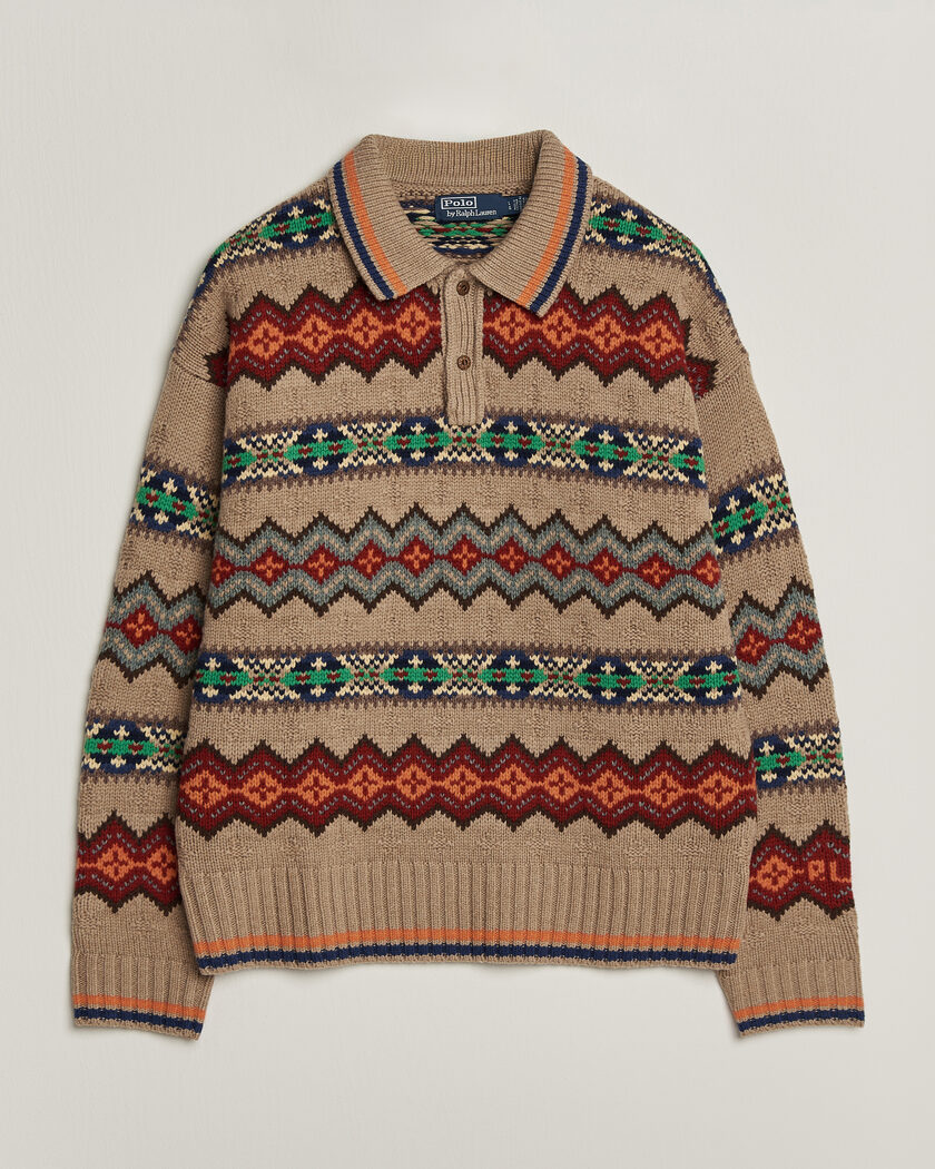 Polo Ralph Lauren Litchfield Wool Blend Sweater Tan Multi – Multicolore