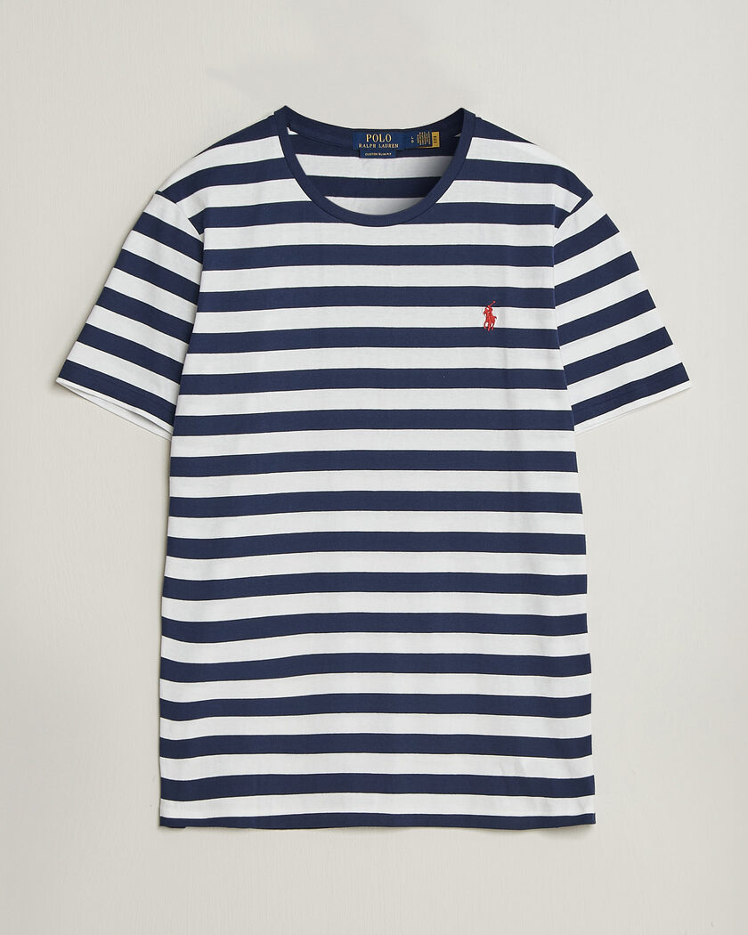 Polo Ralph Lauren Custom Slim Fit Striped T-Shirt Newport Navy – Bleu