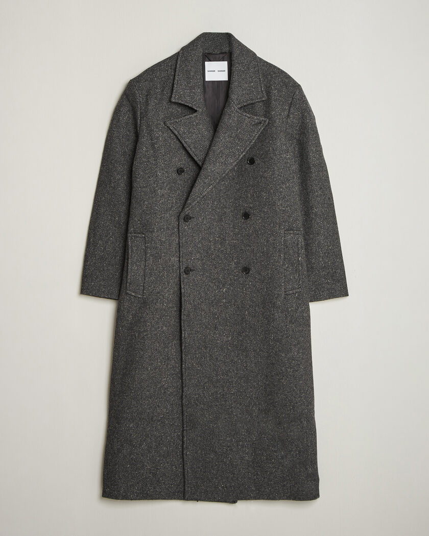  Samsøe Samsøe Vince Wool Double Breasted Coat Dark Grey Melange – Gris