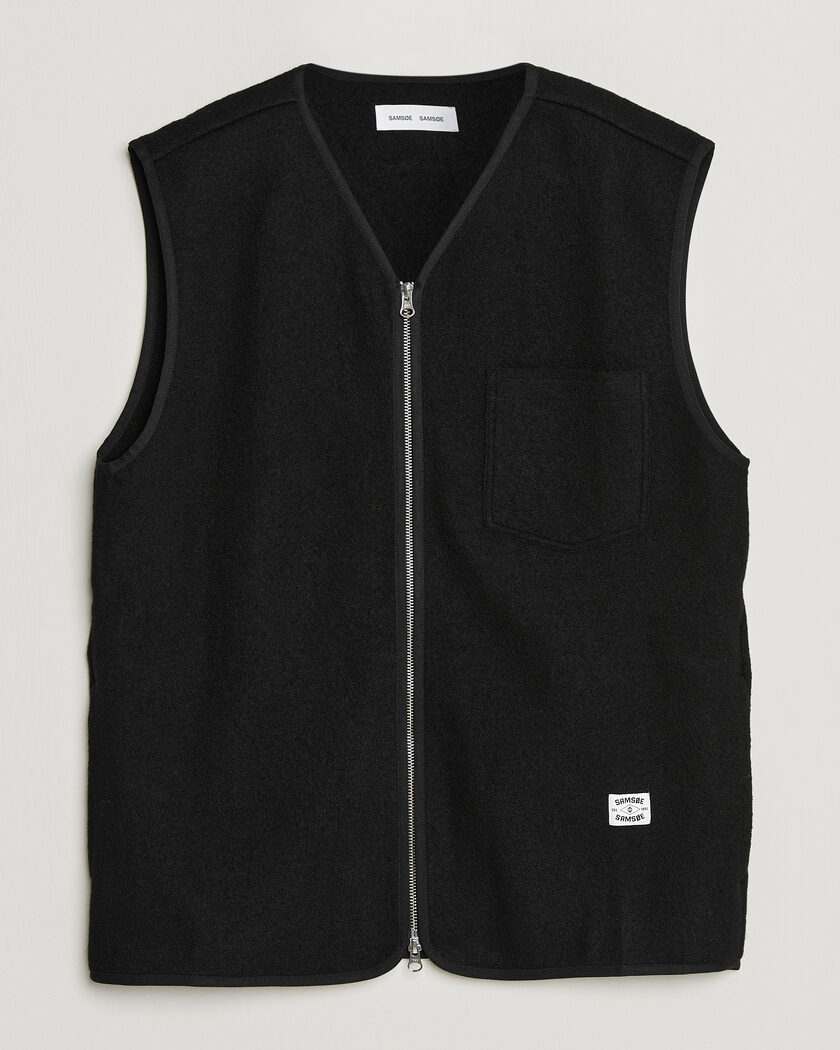 Samsøe Samsøe Hannes Boiled Wool Vest Black – Noir