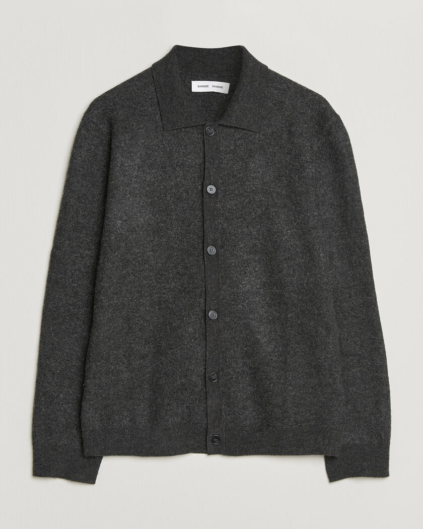 Samsøe Samsøe Richard Wool Knitted Cardigan Dark Grey Melange – Gris