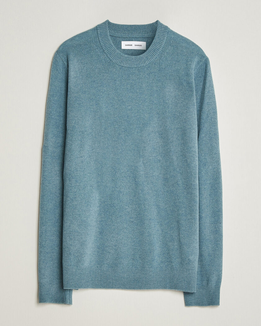 Samsøe Samsøe Isak Knitted Crew Neck Stormy Sea – Bleu