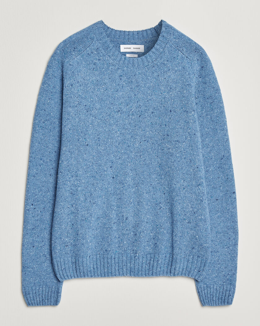 Samsøe Samsøe Nate Donegal Wool Knitted Striped Sweater Cyaneus – Bleu