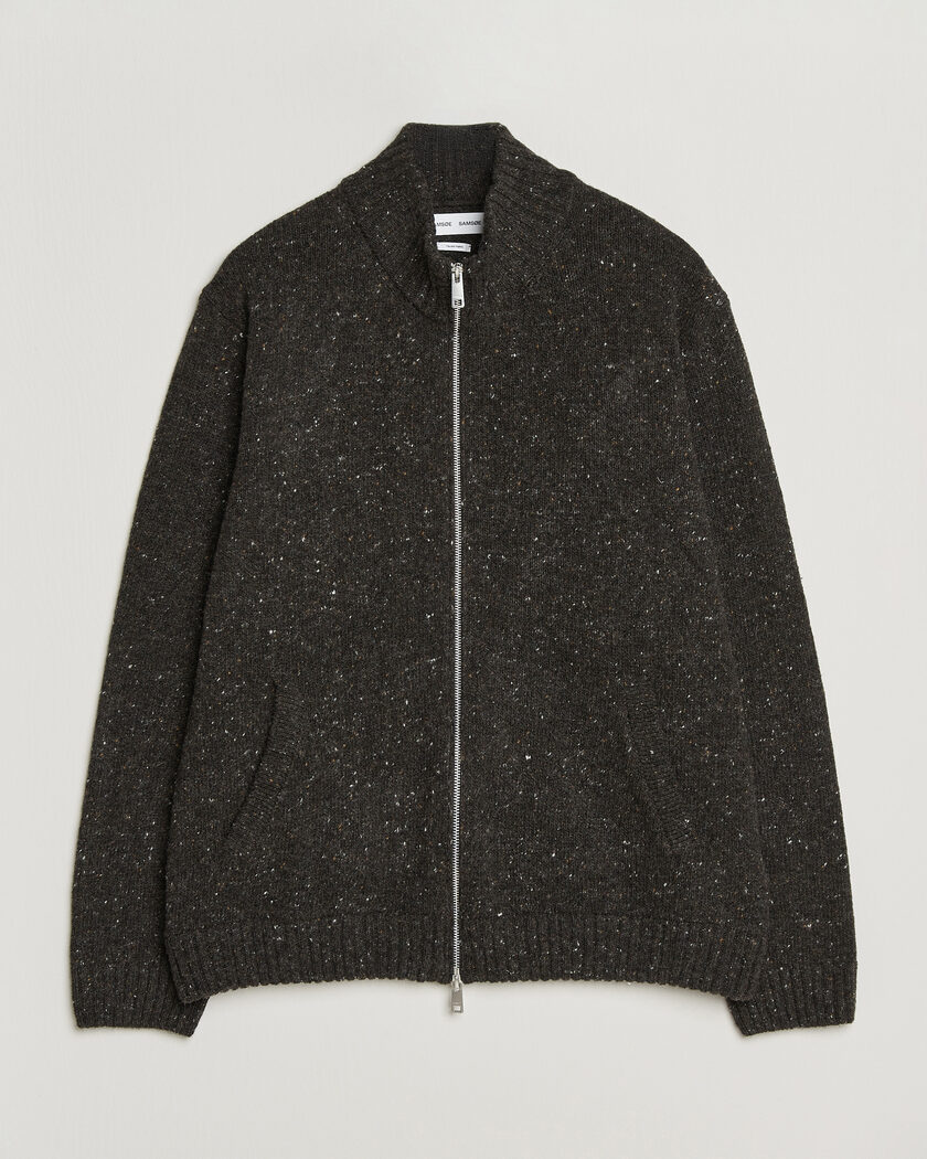 Samsøe Samsøe Nate Donegal Wool Knitted Full Zip Delicioso – Marron