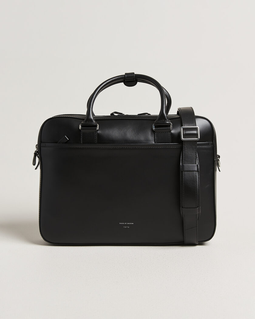 Tiger of Sweden Burin Smooth Leather Briefcase Black – Noir