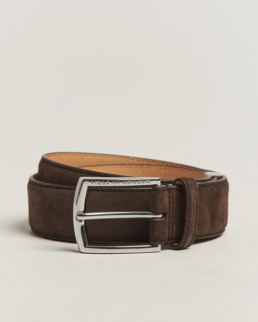 Tiger of Sweden Bergstroms Suede Belt Dark Brown – Marron