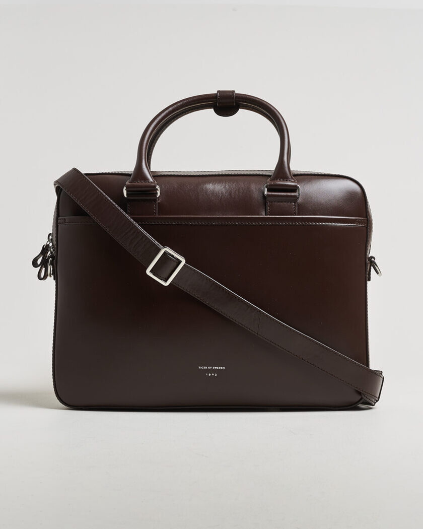 Tiger of Sweden Bosun Smooth Leather Briefcase Dark Brown – Marron