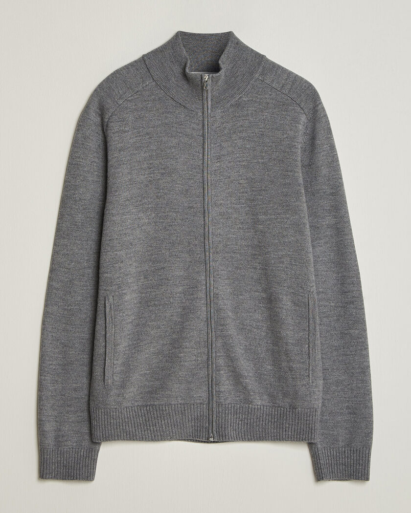 Tiger of Sweden Cassian Wool Full Zip Concrete Melange – Gris