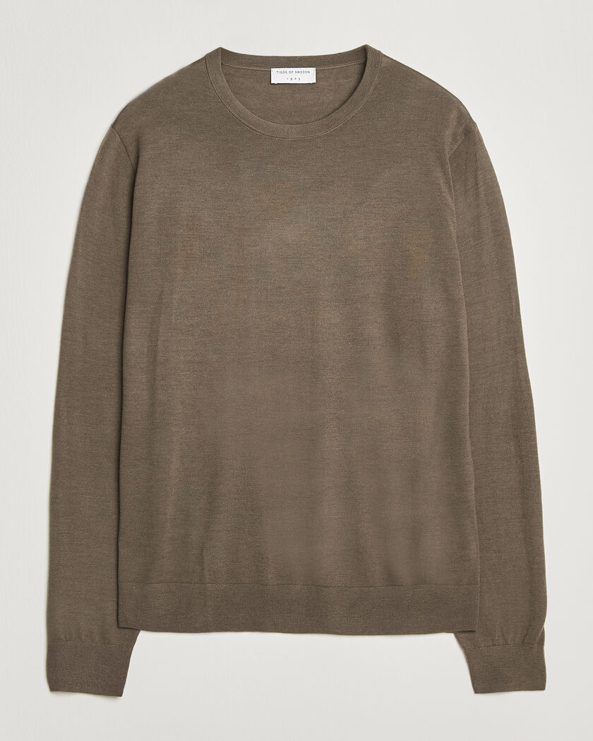 Tiger of Sweden Connor Extra Fine Merino Crew Neck Pullover Aged Timber – Marron