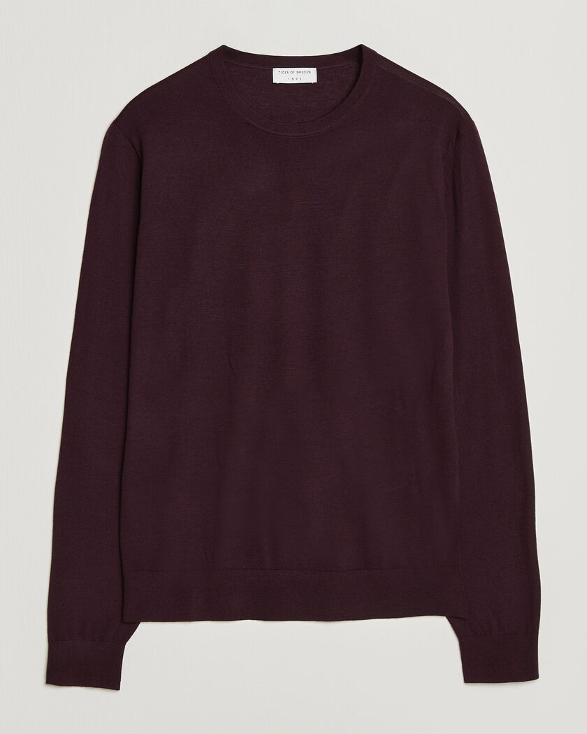 Tiger of Sweden Connor Extra Fine Merino Crew Neck Pullover Aubergine – Violet