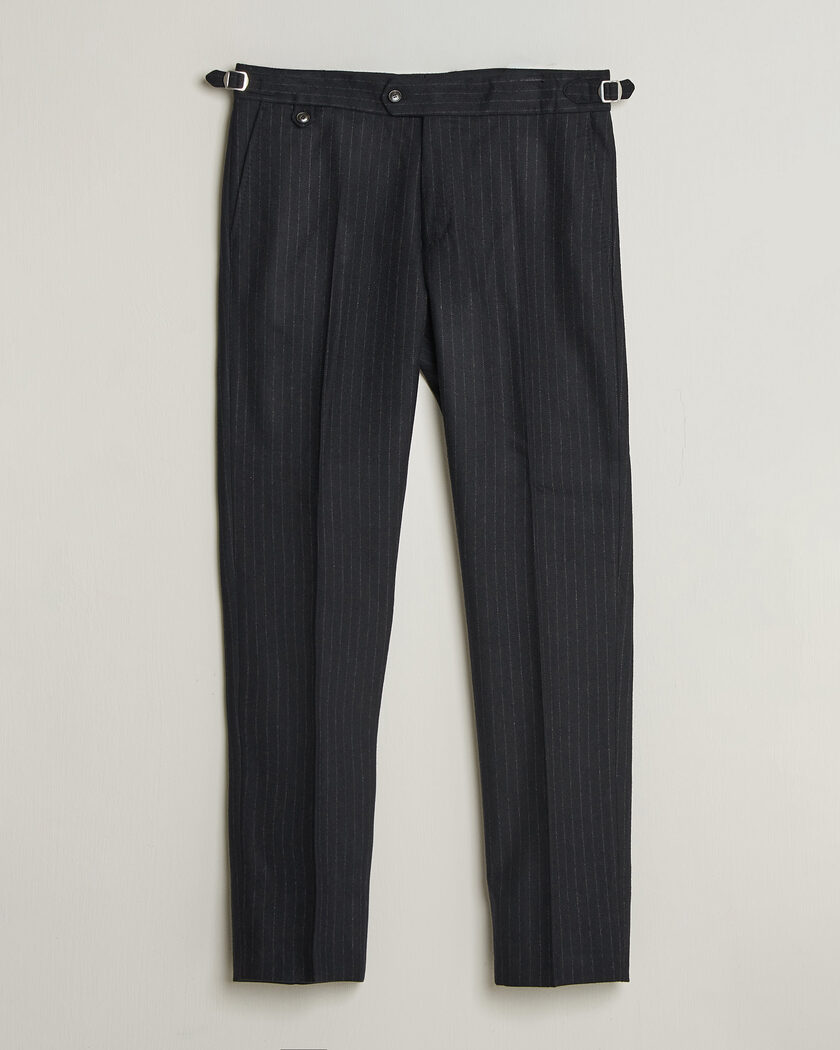 Tiger of Sweden Tense Wool Pleated Pinstriped Trousers Blue Function – Bleu
