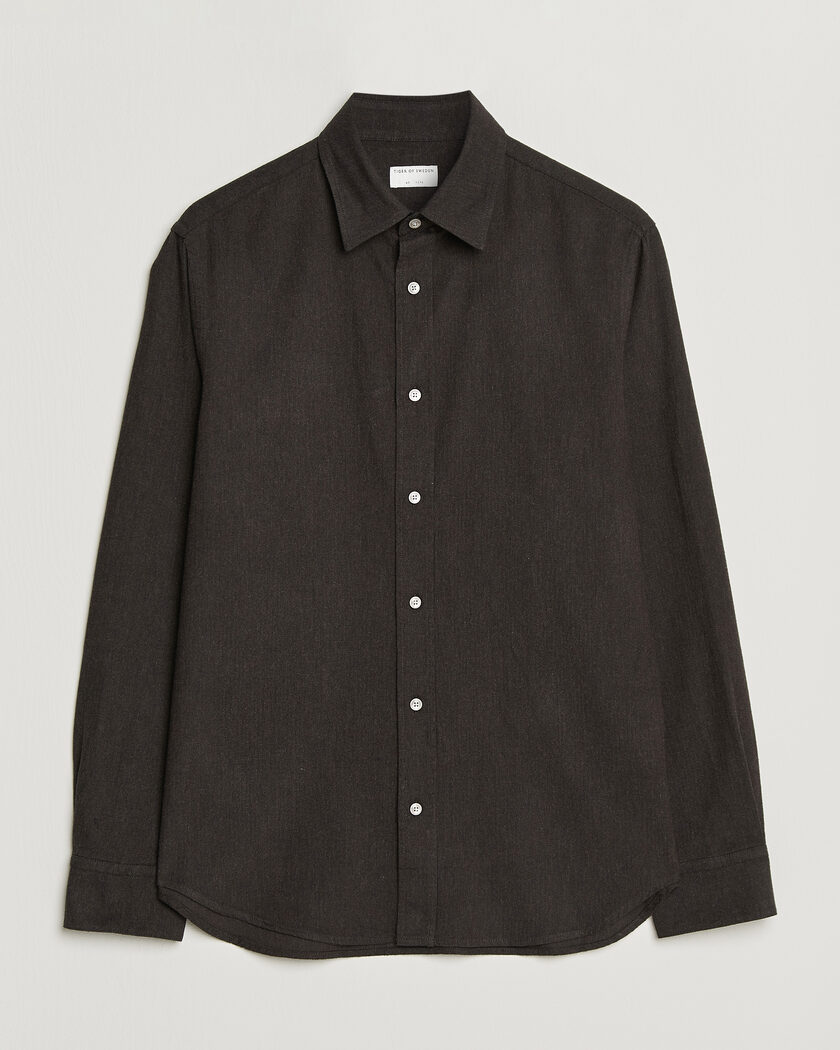 Tiger of Sweden Bjorn Brushed Cotton Shirt Espresso – Marron