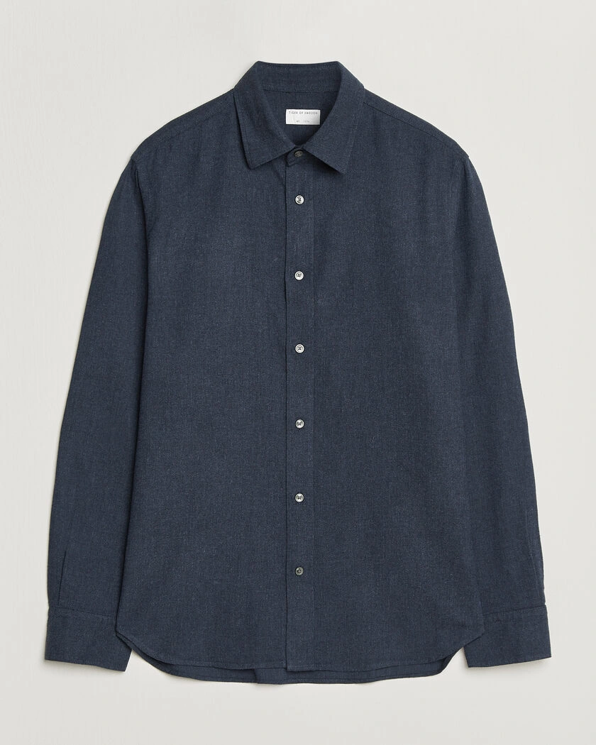 Tiger of Sweden Bjorn Brushed Cotton Shirt Steel Blue – Bleu
